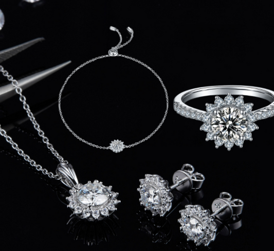 925 Silver Necklace Earring Bracelet Three Piece Set