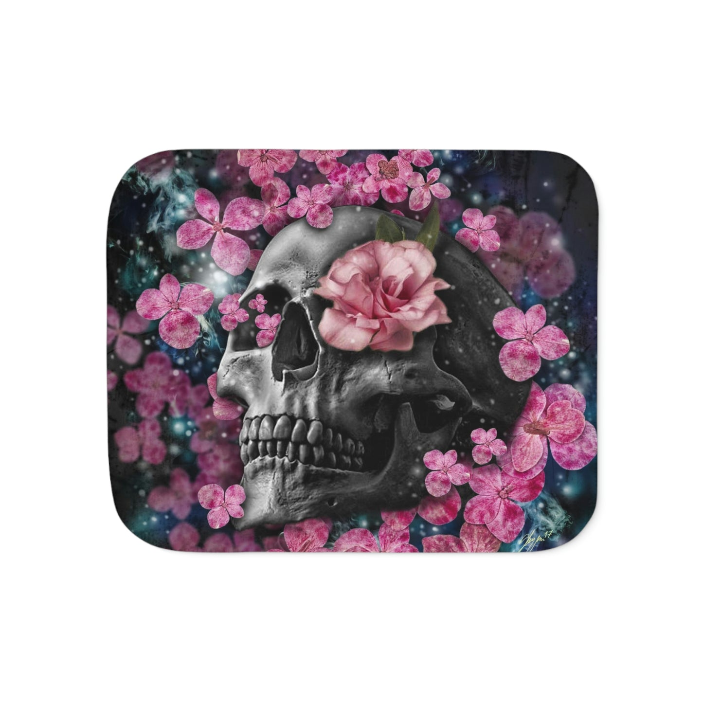 SKULL & ROSES Sherpa Blanket, Throw Blanket - Two Backing Color Options, 3 Size Options