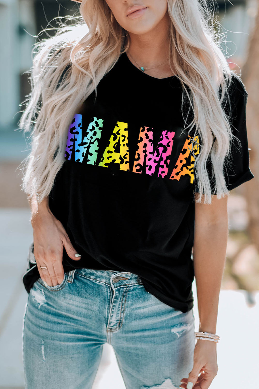 MAMA Leopard Graphic T-Shirt