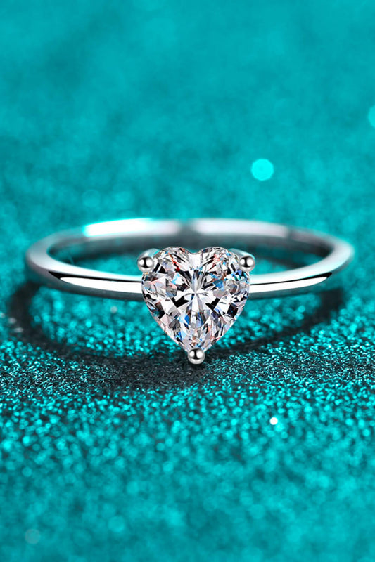 Heart-Shaped Moissanite Solitaire Ring in 925 Sterling Silver