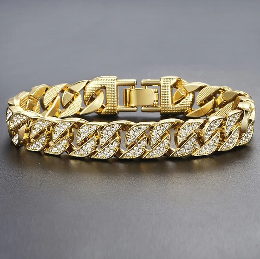 Miami Curb Cuban Chain Gold Bracelet For Men