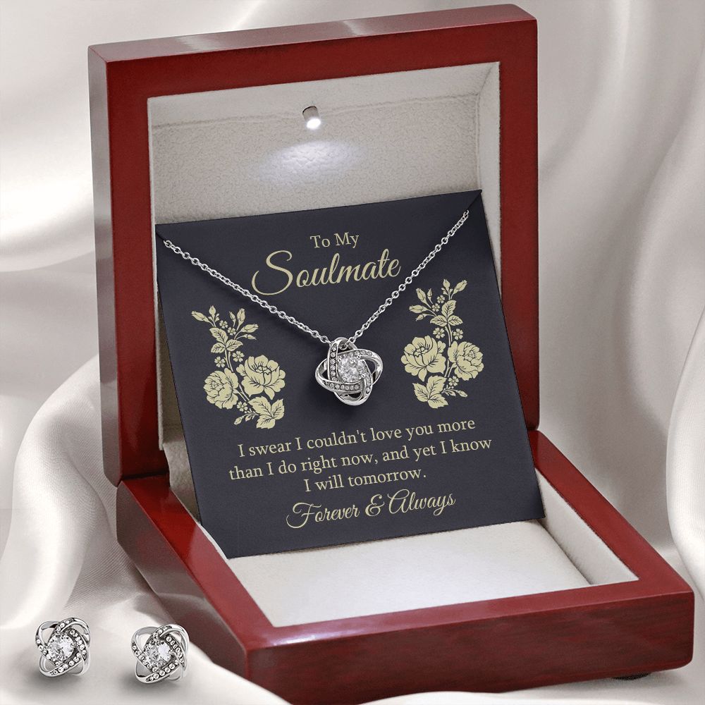 To My Soulmate Love Knot Earring & Necklace Set
