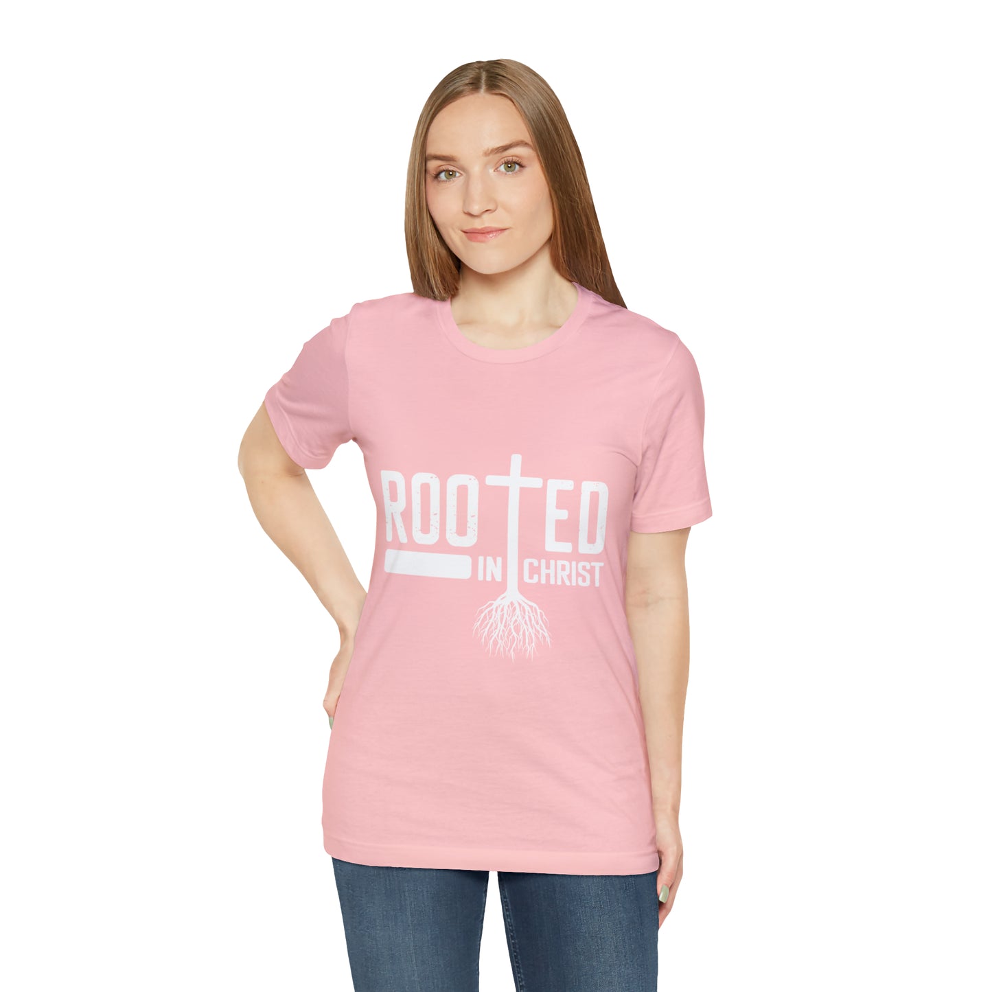 ROOTED IN CHRIST Unisex Jersey Short Sleeve Tee