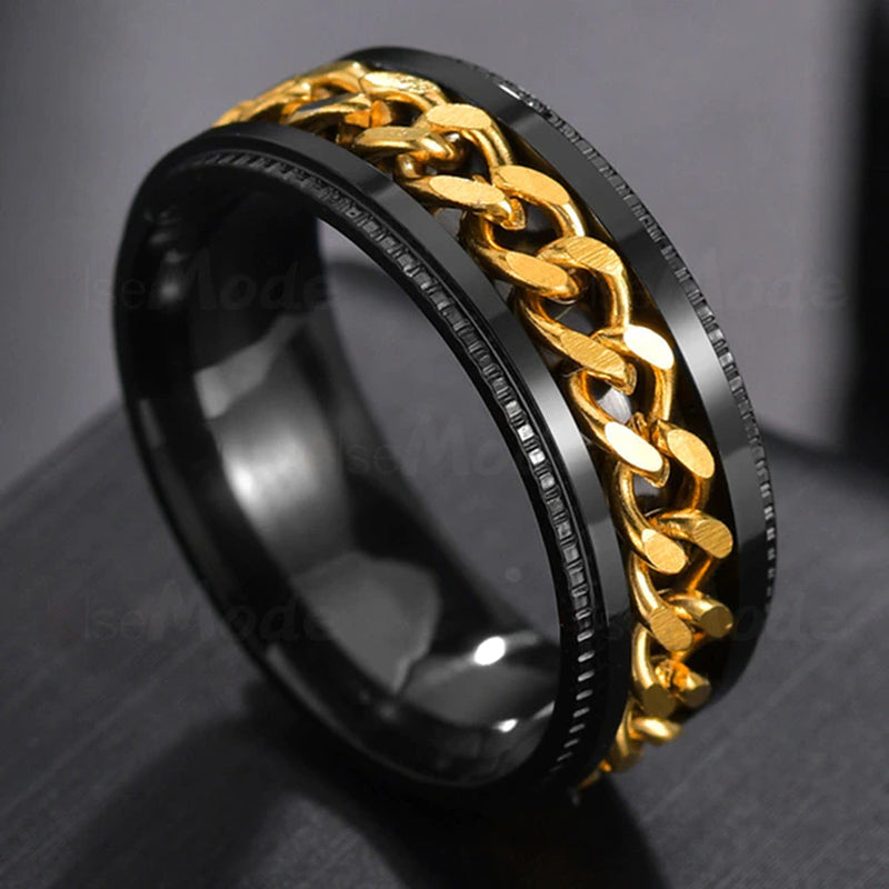 Stainless Steel Rotatable Punk Style Ring 