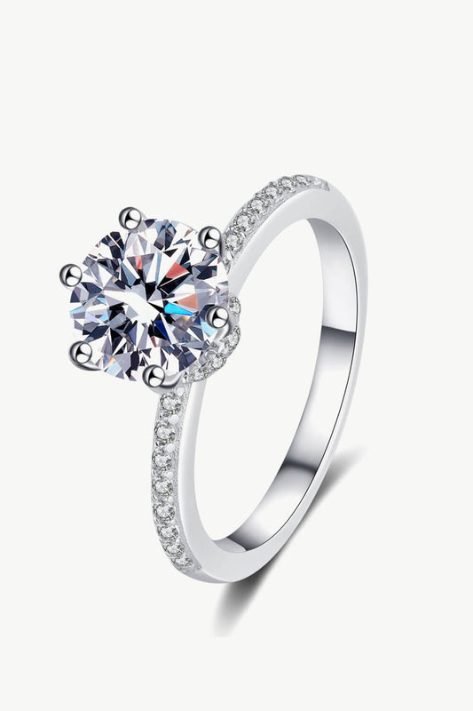 925 Sterling Silver 2 Carat Moissanite Round Solitaire Ring