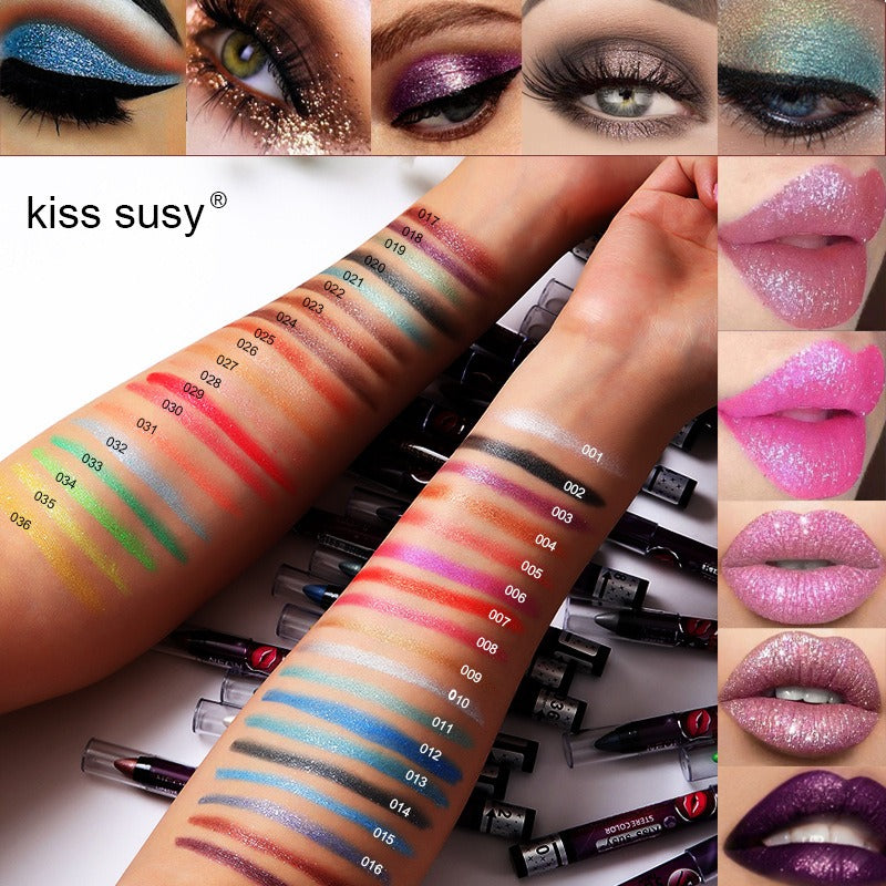 KISS SUSY 36 Color Eye Shadow Pencil Stick - Lip Pencil - 2 in 1 - not easy to smudge