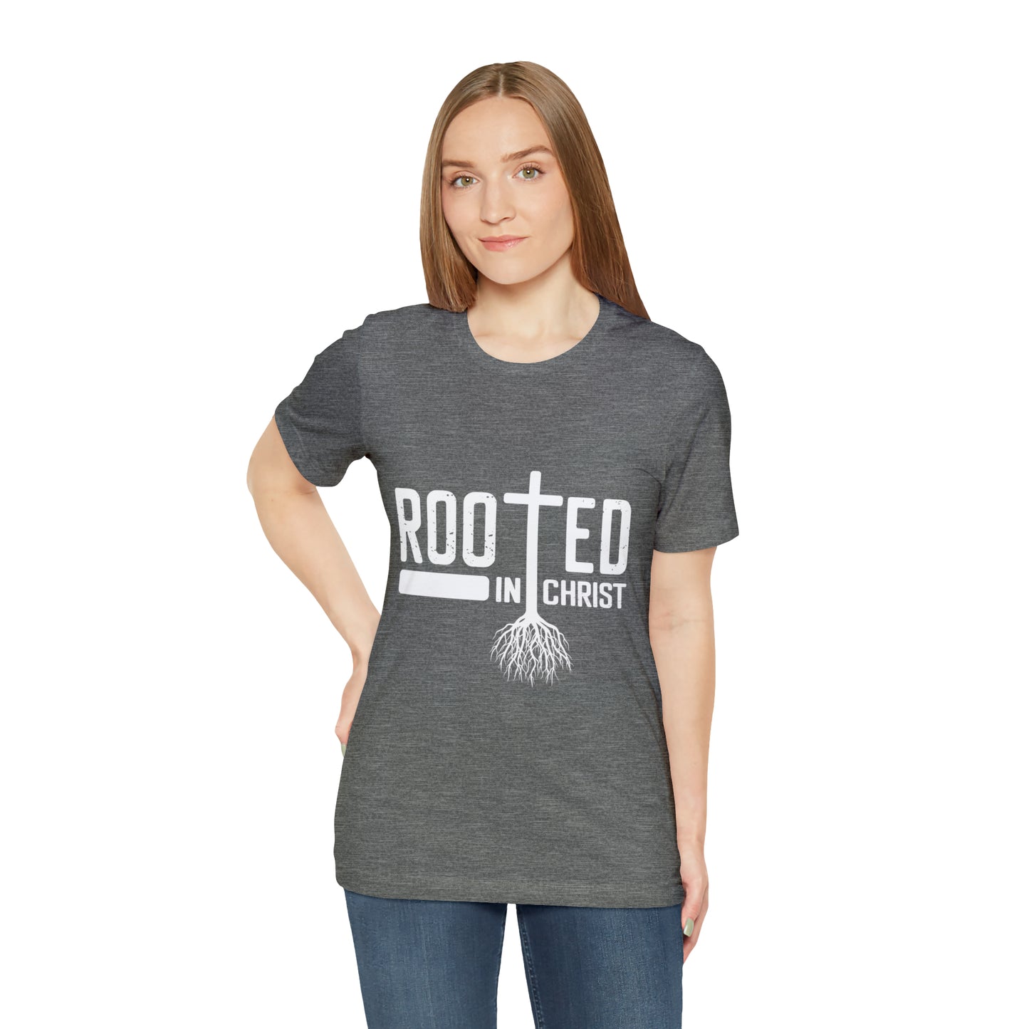 ROOTED IN CHRIST Unisex Jersey Short Sleeve Tee