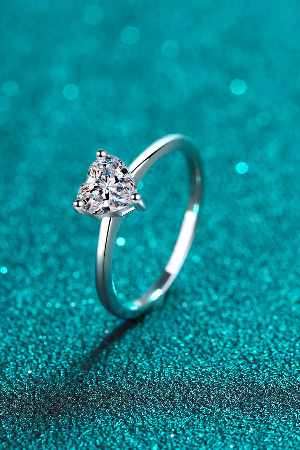 Heart-Shaped Moissanite Solitaire Ring in 925 Sterling Silver