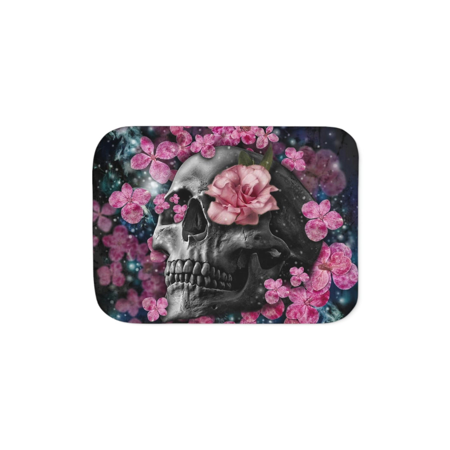 SKULL & ROSES Sherpa Blanket, Throw Blanket - Two Backing Color Options, 3 Size Options