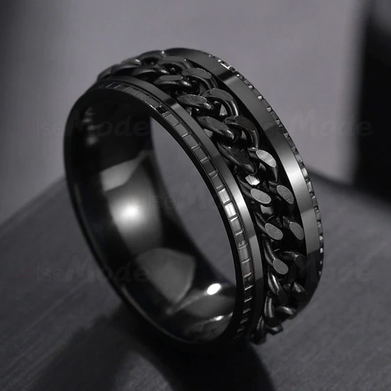 Stainless Steel Rotatable Punk Style Ring 