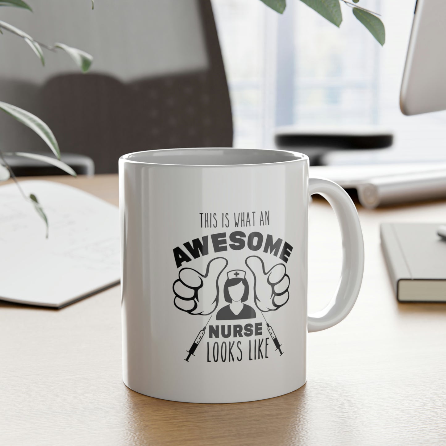 AWESOME NURSE White Ceramic Mug, 11oz