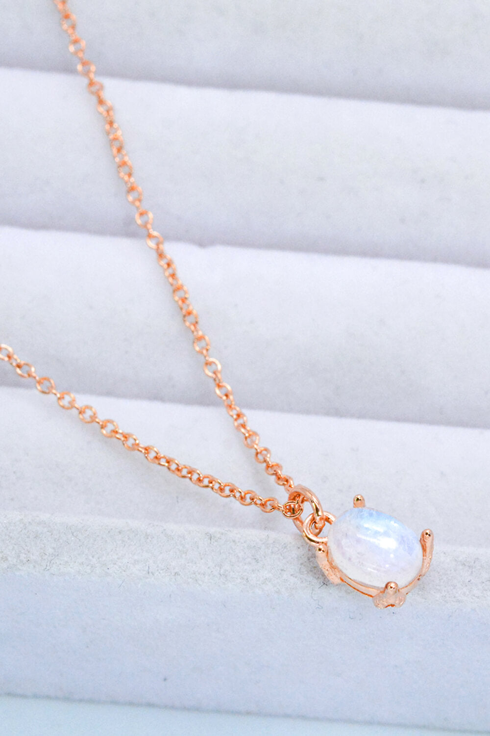 Natural Moonstone 4-Prong Pendant Necklace