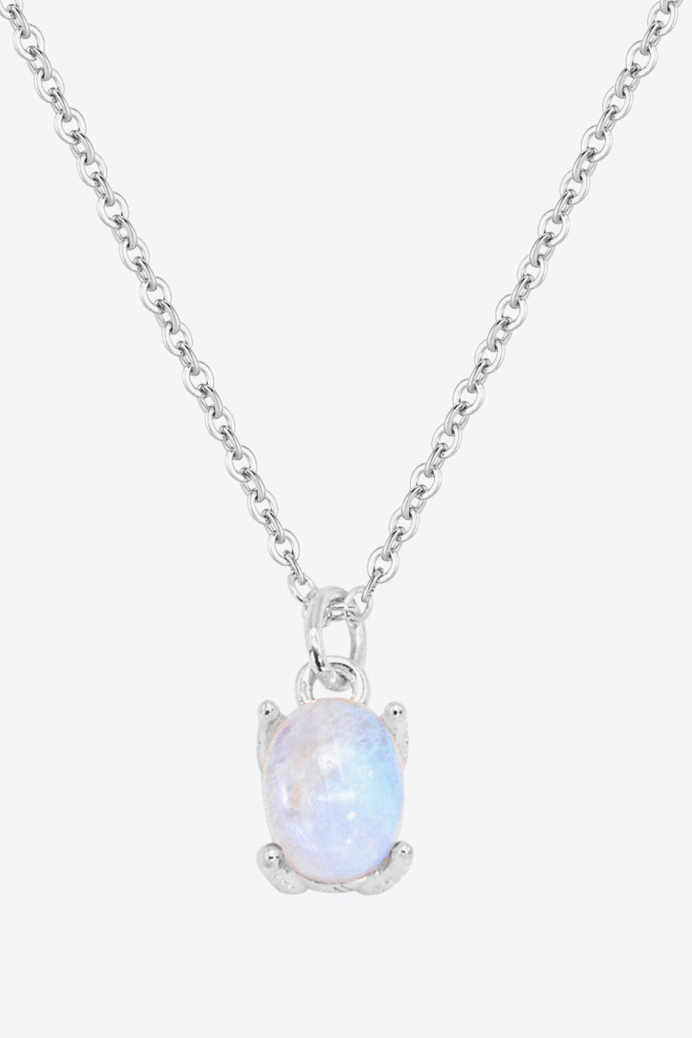 Natural Moonstone 4-Prong Pendant Necklace