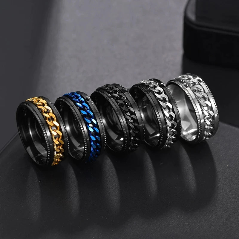 Stainless Steel Rotatable Punk Style Ring 