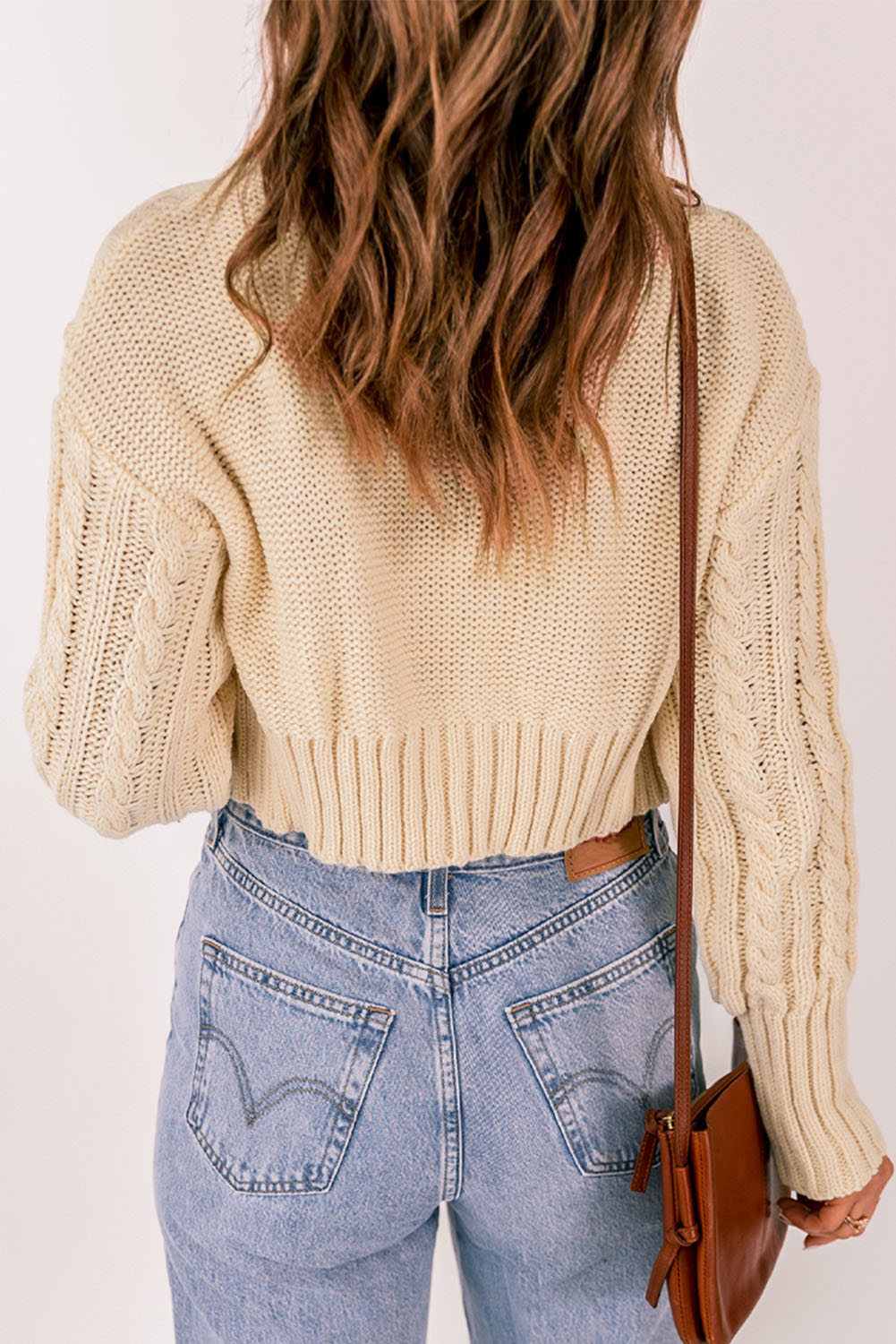 Boutique Cable-Knit Cropped Cardigan and Cami Set