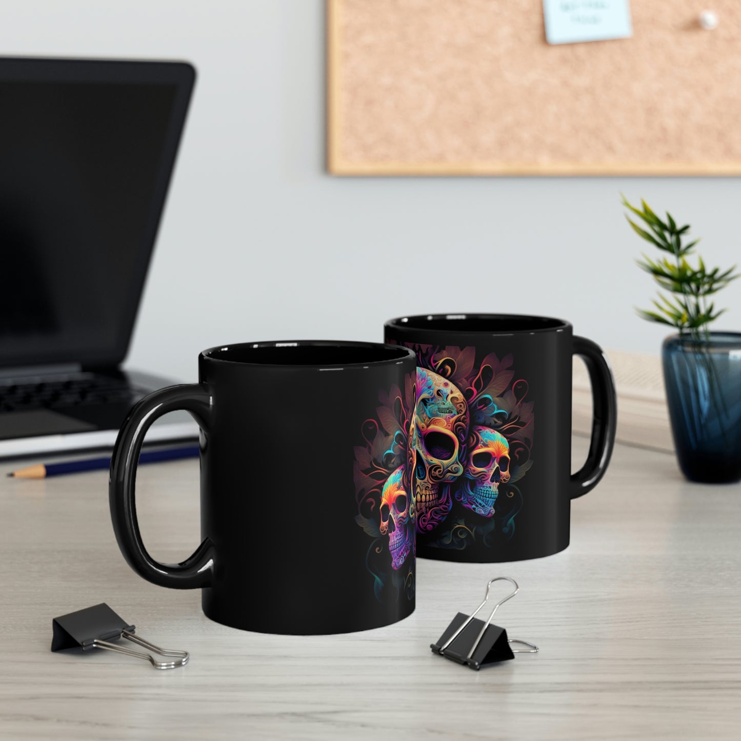 3 SKULLS 11oz Black Mug