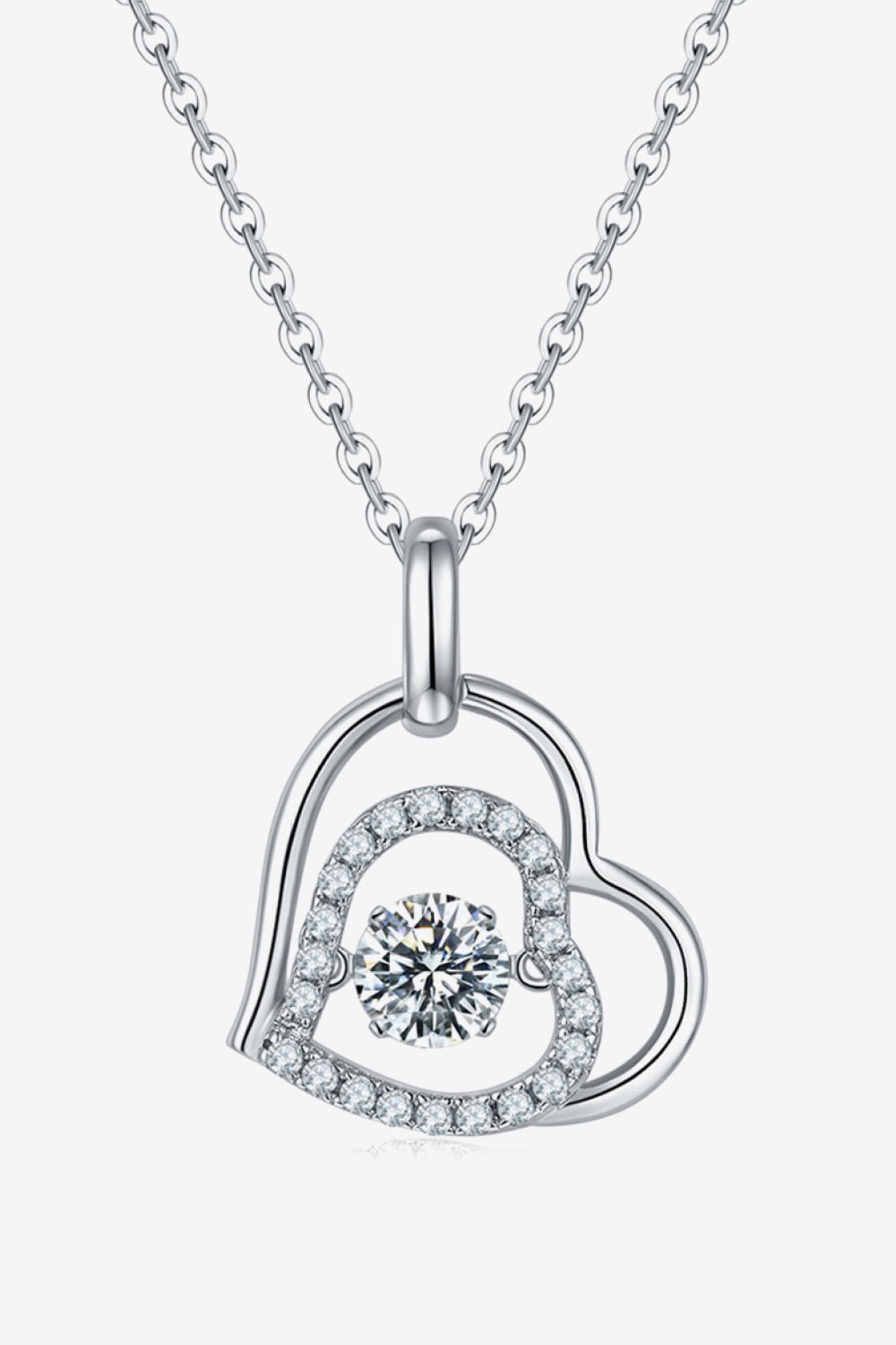 Moissanite Two Heart Pendant Necklace