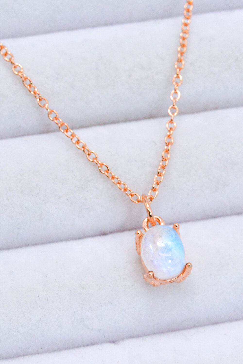 Natural Moonstone 4-Prong Pendant Necklace