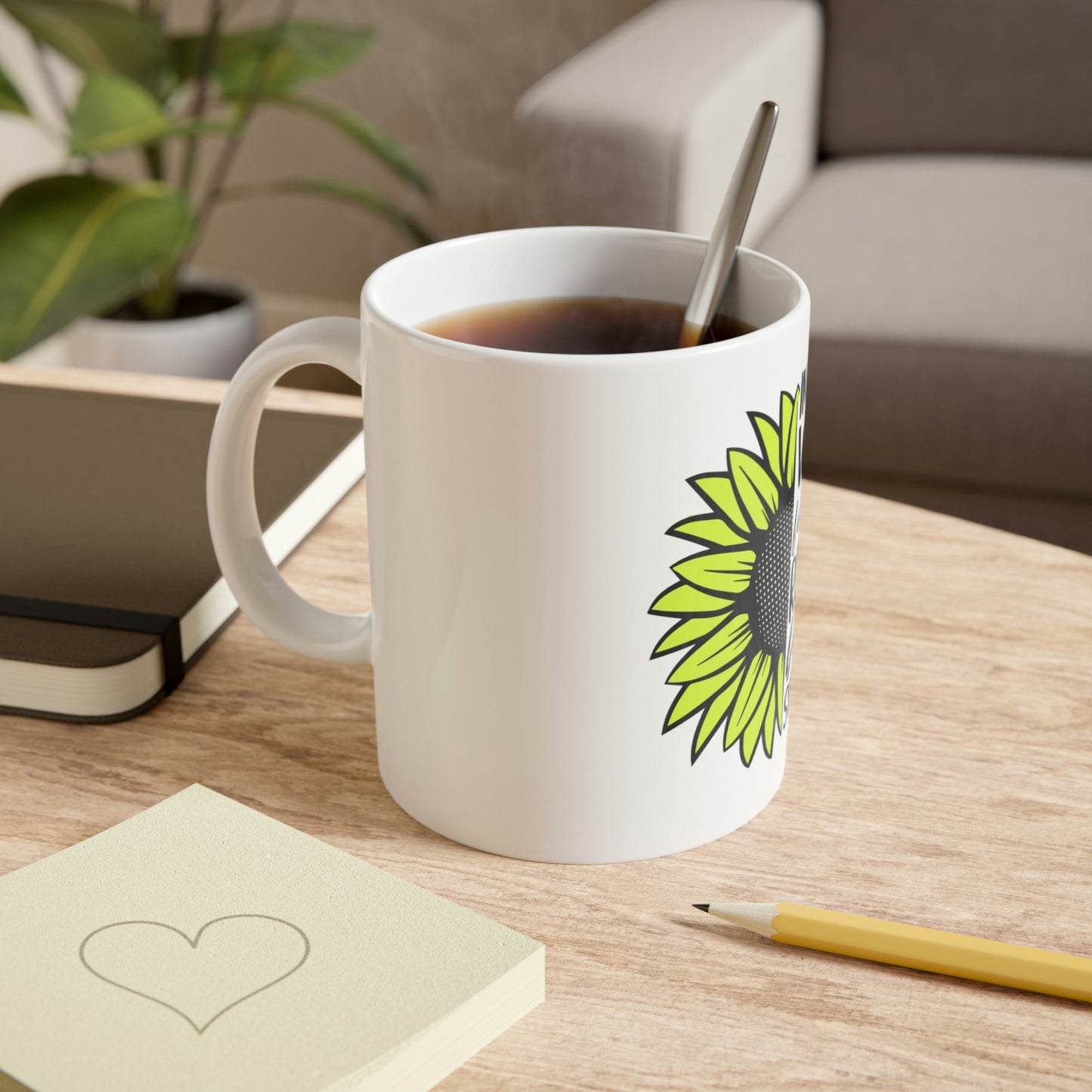 BE A SUNFLOWER White Ceramic Mug, 11oz