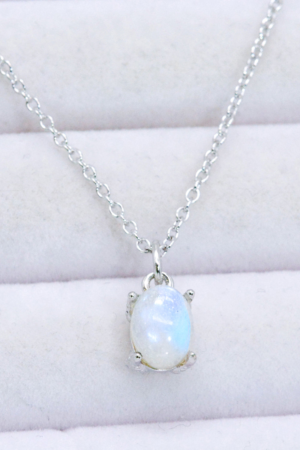 Natural Moonstone 4-Prong Pendant Necklace