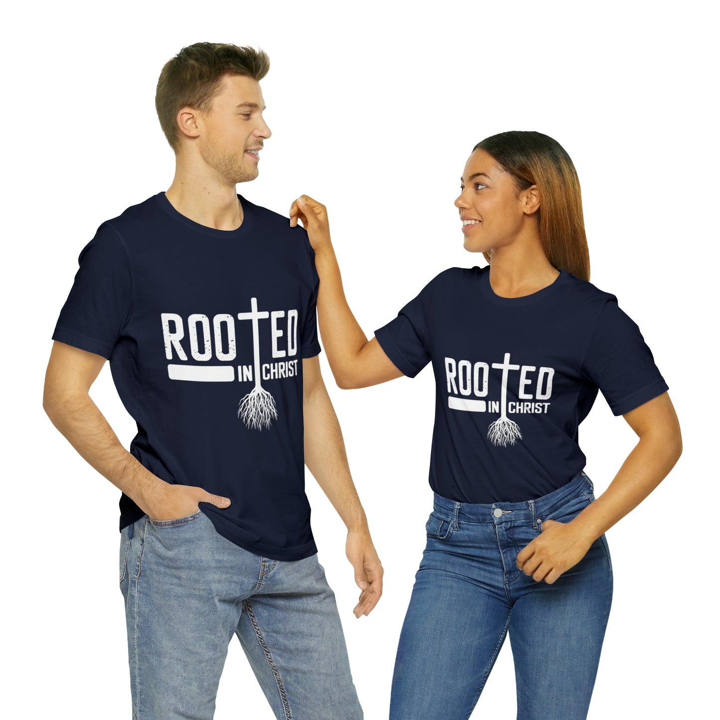 ROOTED IN CHRIST Unisex Jersey Short Sleeve Tee