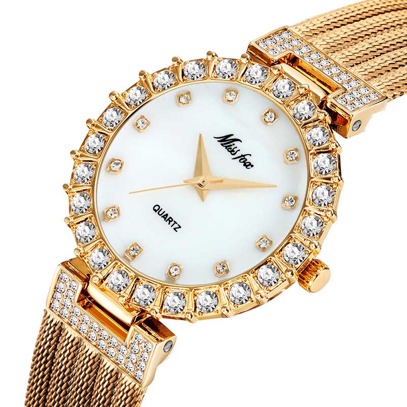 MISSFOX  Women Watches Luxury Brand Watch Bracelet Waterproof Big Lab Diamond Ladies Wrist Watches For Women Quartz Clock Hours