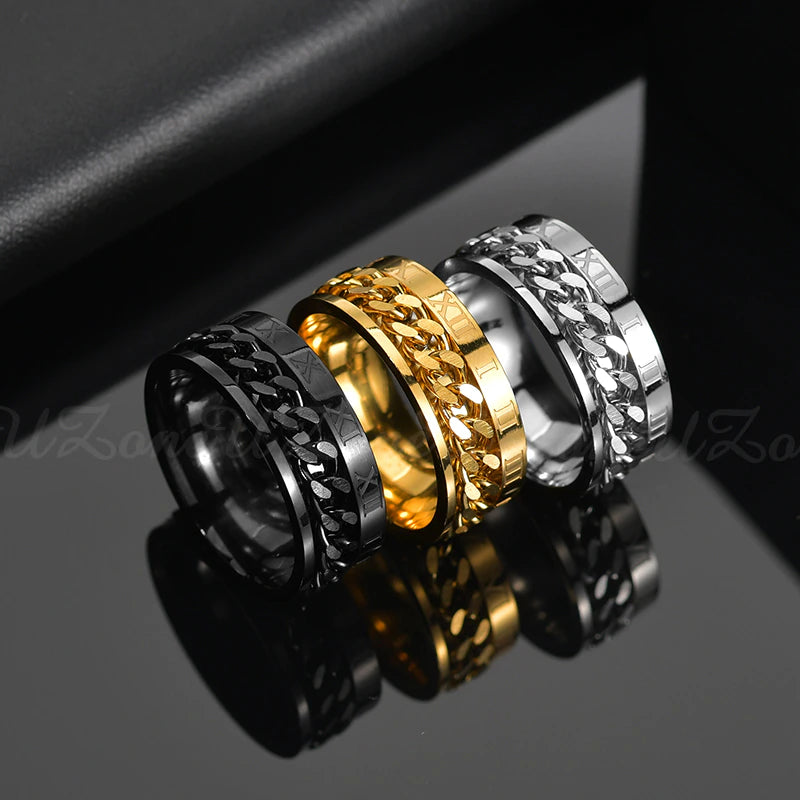 Stainless Steel Rotatable Punk Style Ring 