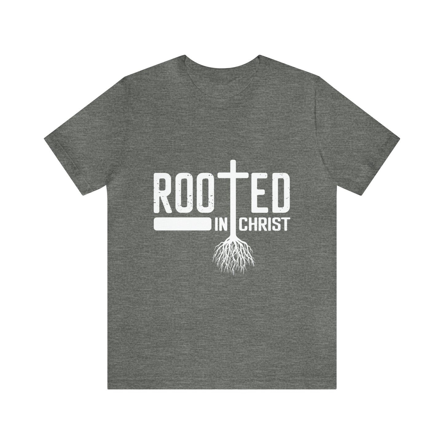 ROOTED IN CHRIST Unisex Jersey Short Sleeve Tee