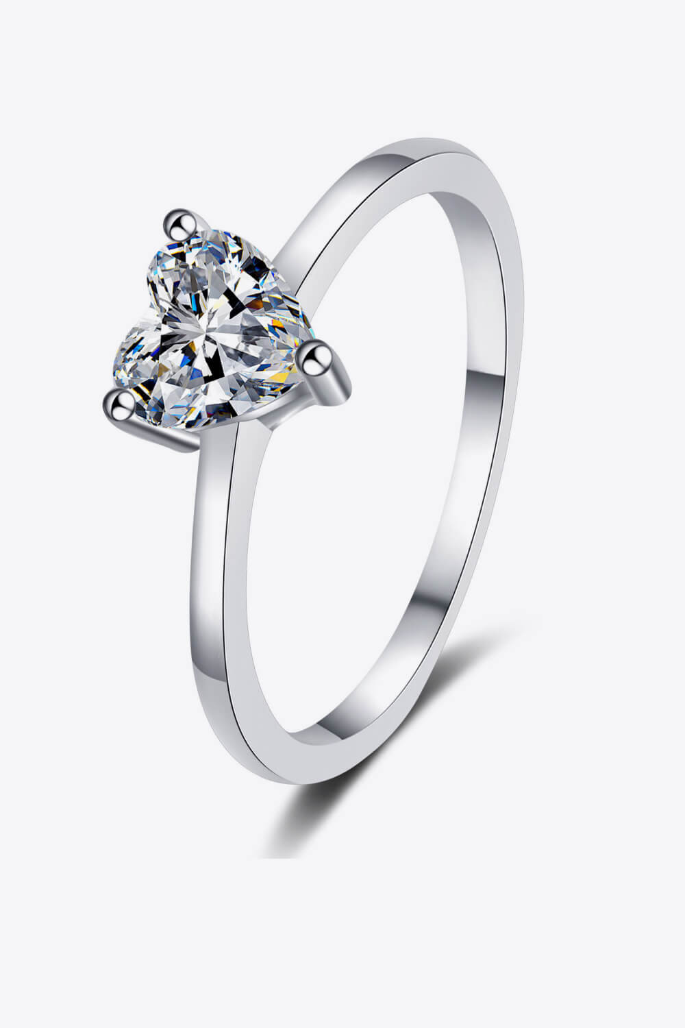 Heart-Shaped Moissanite Solitaire Ring in 925 Sterling Silver