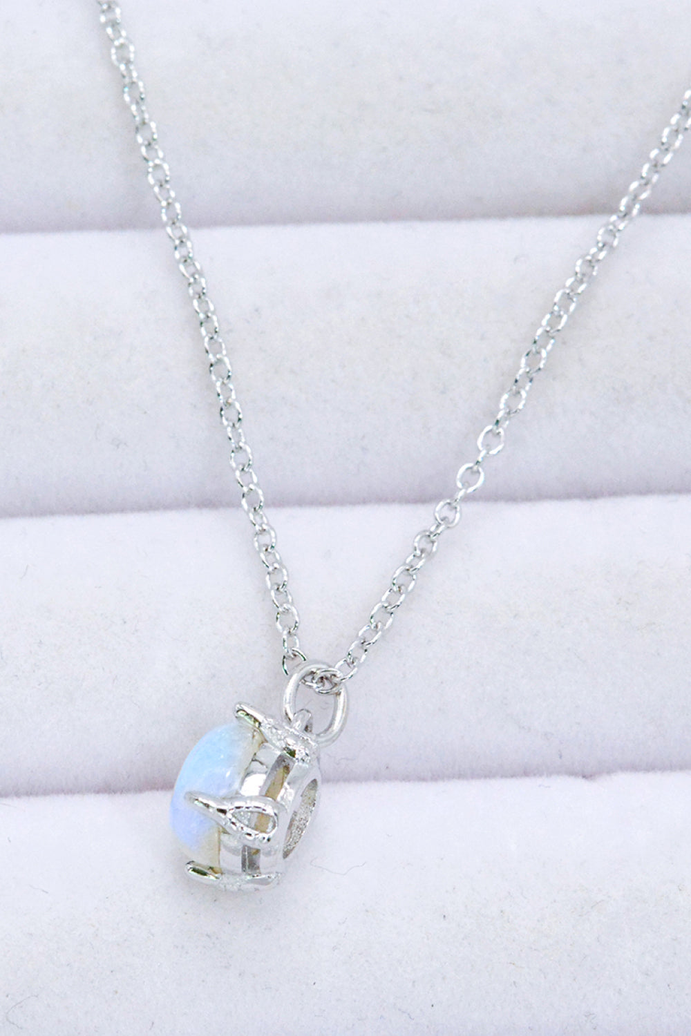 Natural Moonstone 4-Prong Pendant Necklace