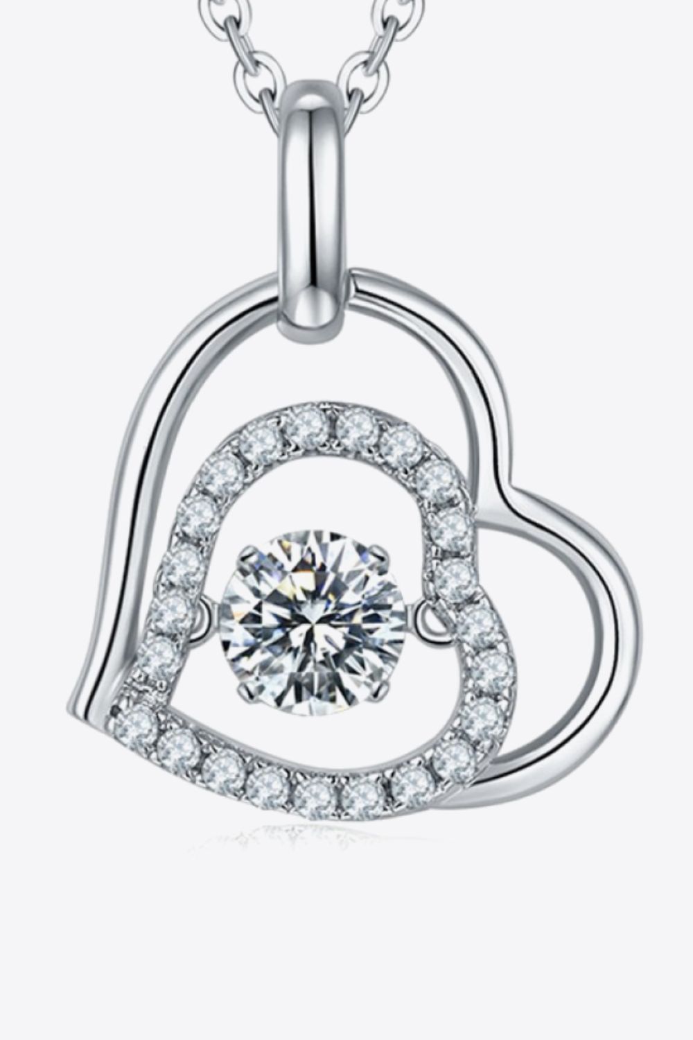 Moissanite Two Heart Pendant Necklace