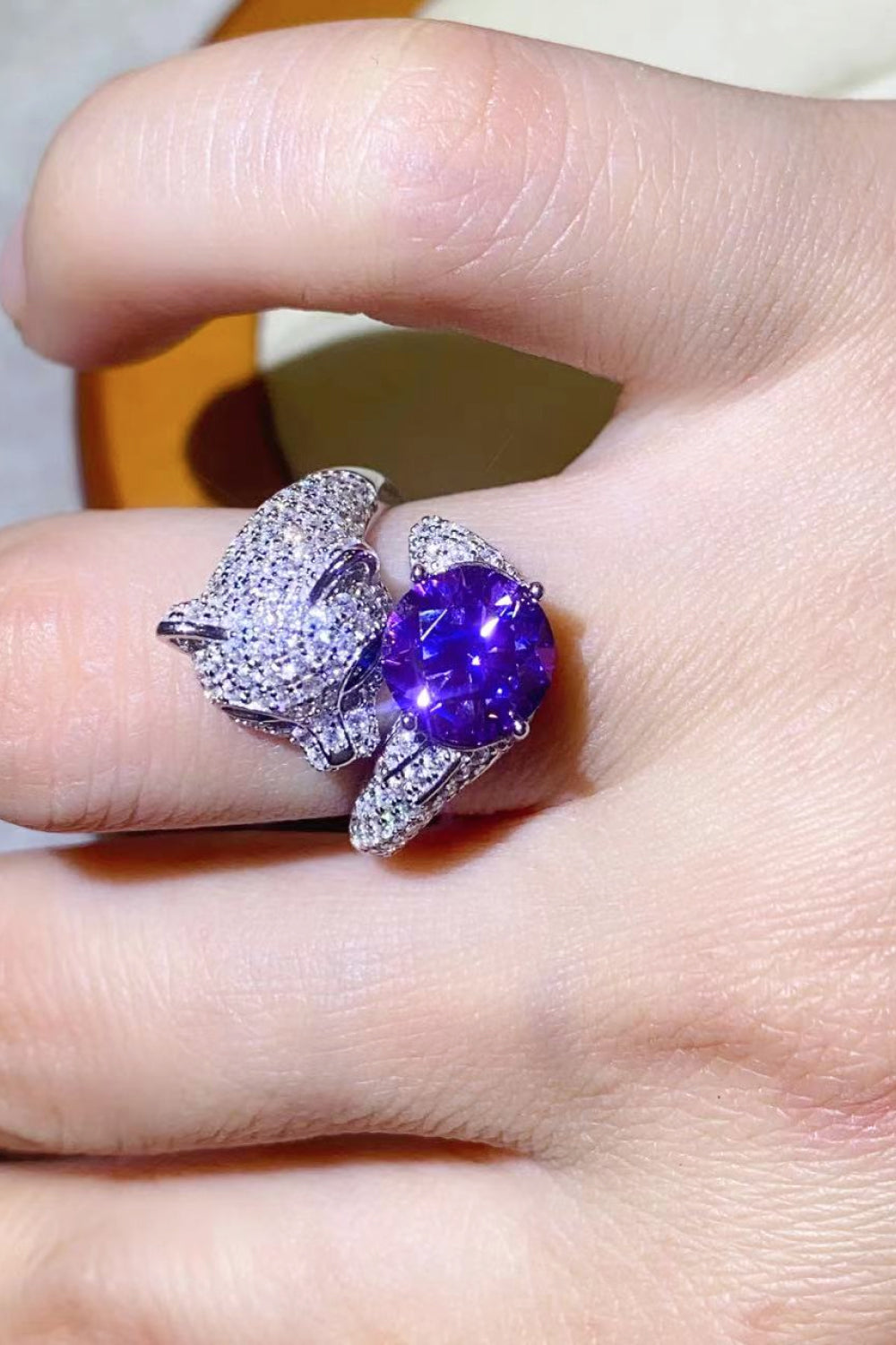 2 Carat Moissanite Adjustable Animal Ring